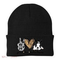 Peace Love Boston Terrier Funny Boston Terrier Lover Dog Mom Beanie thumb 0