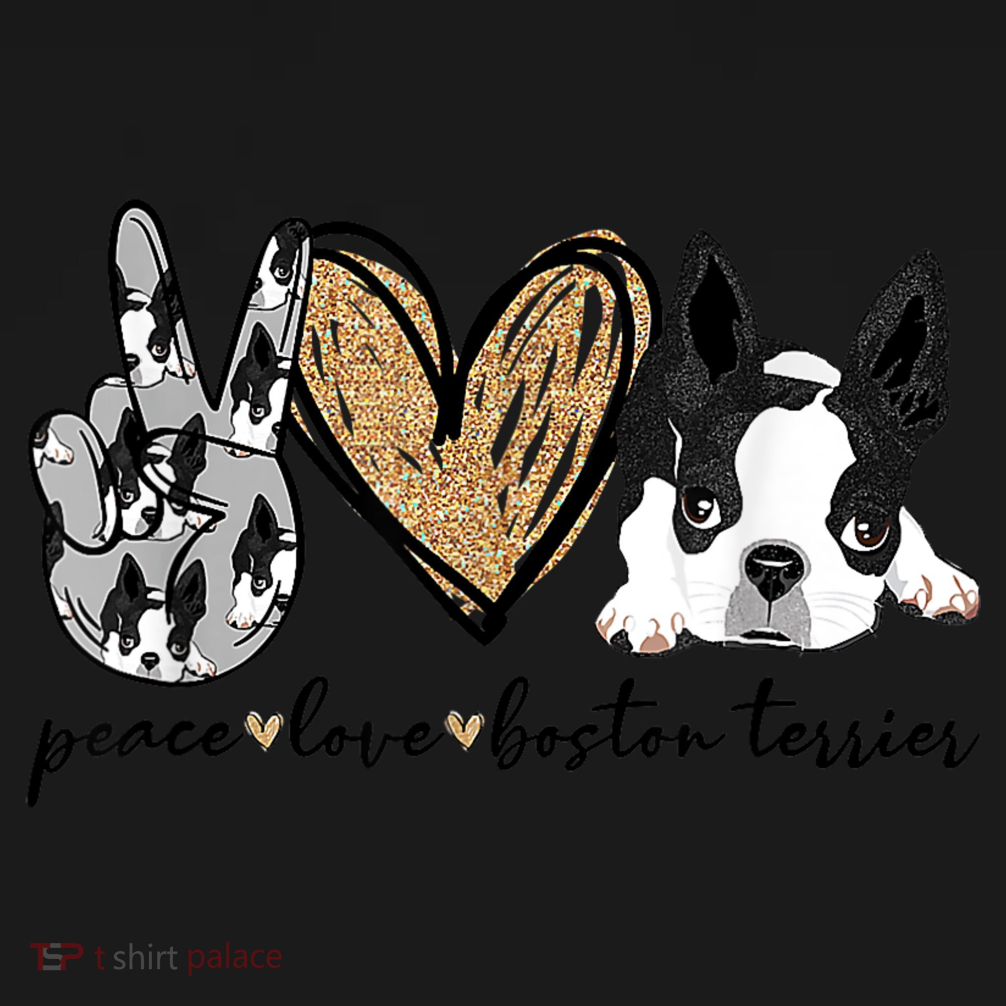 Peace Love Boston Terrier Funny Boston Terrier Lover Dog Mom Women's Hoodie
