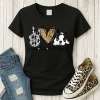Peace Love Boston Terrier Funny Boston Terrier Lover Dog Mom Women's T-Shirt thumb 3