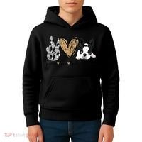 Peace Love Boston Terrier Funny Boston Terrier Lover Dog Mom Kids Hoodie thumb 4