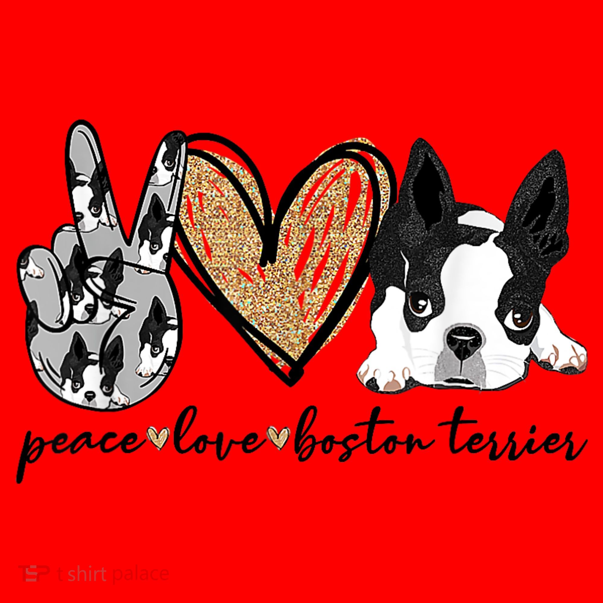 Peace Love Boston Terrier Funny Boston Terrier Lover Dog Mom Santa Hat