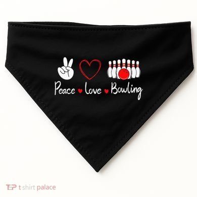 Peace Love Bowling Cute Bowling Lover USA-Made Doggie Bandana