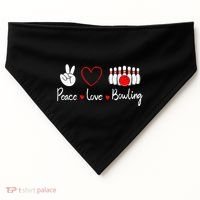 Peace Love Bowling Cute Bowling Lover USA-Made Doggie Bandana thumb 0