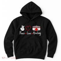 Peace Love Bowling Cute Bowling Lover Hoodie thumb 0