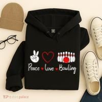 Peace Love Bowling Cute Bowling Lover Hoodie thumb 4