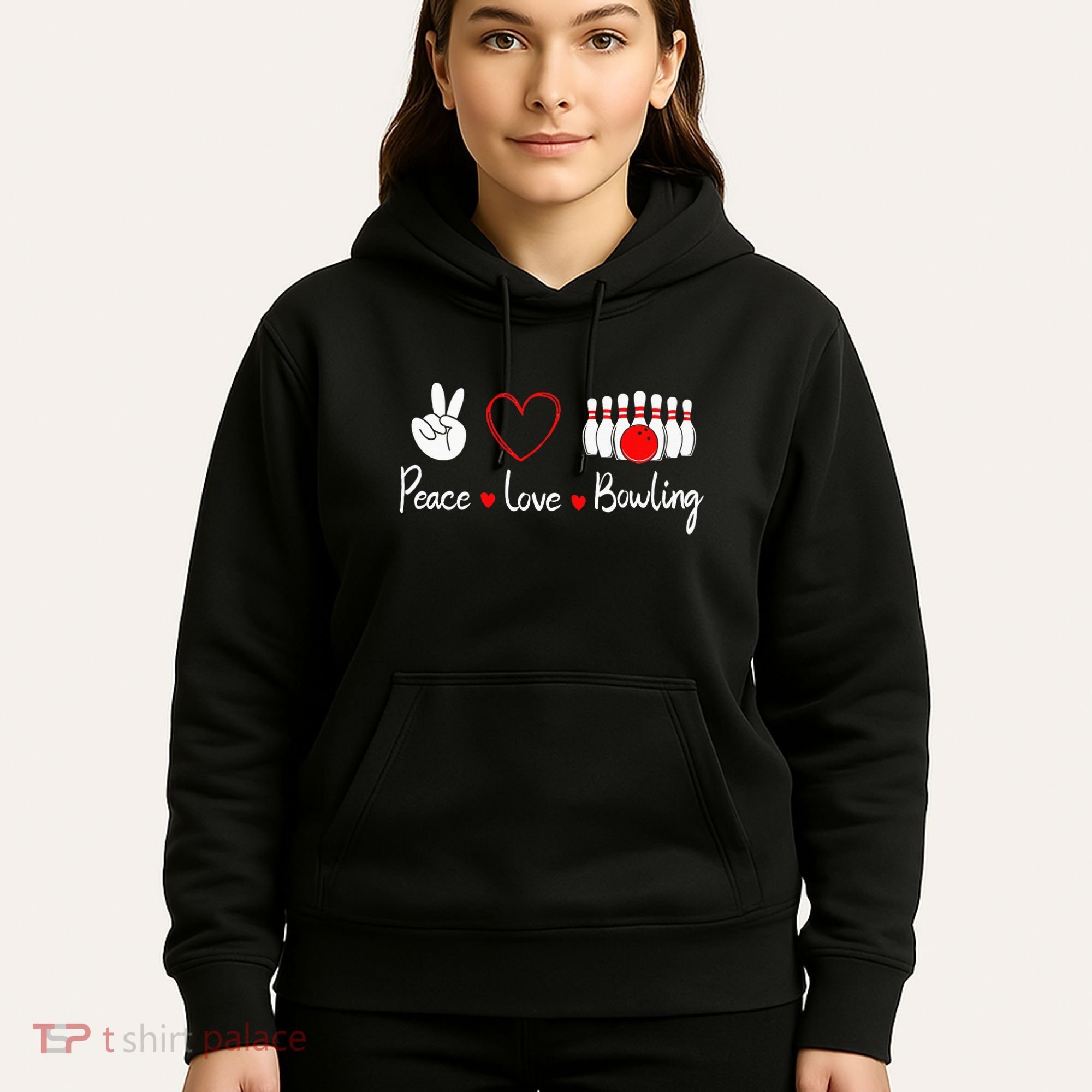 Peace Love Bowling Cute Bowling Lover Hoodie