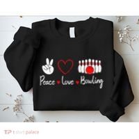 Peace Love Bowling Cute Bowling Lover Sweatshirt thumb 2