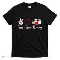 Peace Love Bowling Cute Bowling Lover T-Shirt thumb 0