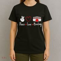 Peace Love Bowling Cute Bowling Lover T-Shirt thumb 4