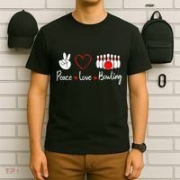 Peace Love Bowling Cute Bowling Lover T-Shirt thumb 6