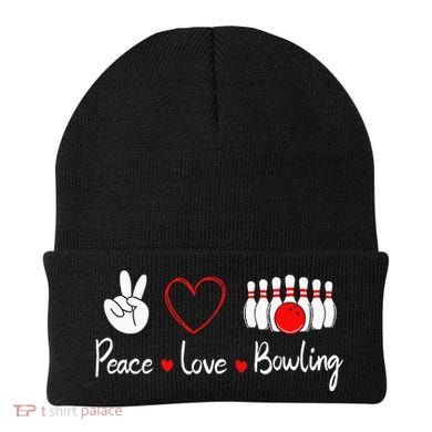 Peace Love Bowling Cute Bowling Lover Beanie