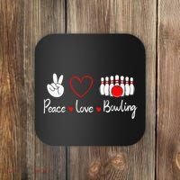 Peace Love Bowling Cute Bowling Lover Coaster thumb 0