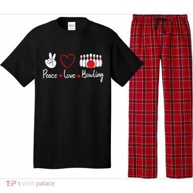 Peace Love Bowling Cute Bowling Lover Pajama Set