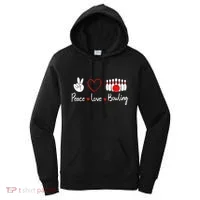 Peace Love Bowling Cute Bowling Lover Women's Hoodie thumb 0