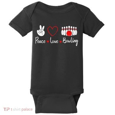 Peace Love Bowling Cute Bowling Lover Baby Bodysuit