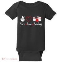 Peace Love Bowling Cute Bowling Lover Baby Bodysuit thumb 0