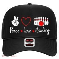 Peace Love Bowling Cute Bowling Lover Hat thumb 0