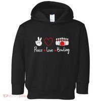 Peace Love Bowling Cute Bowling Lover Toddler Hoodie thumb 0
