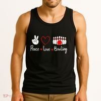 Peace Love Bowling Cute Bowling Lover Tank Top thumb 3