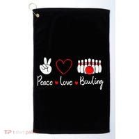 Peace Love Bowling Cute Bowling Lover Golf Towel thumb 0