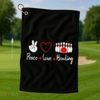 Peace Love Bowling Cute Bowling Lover Golf Towel thumb 1