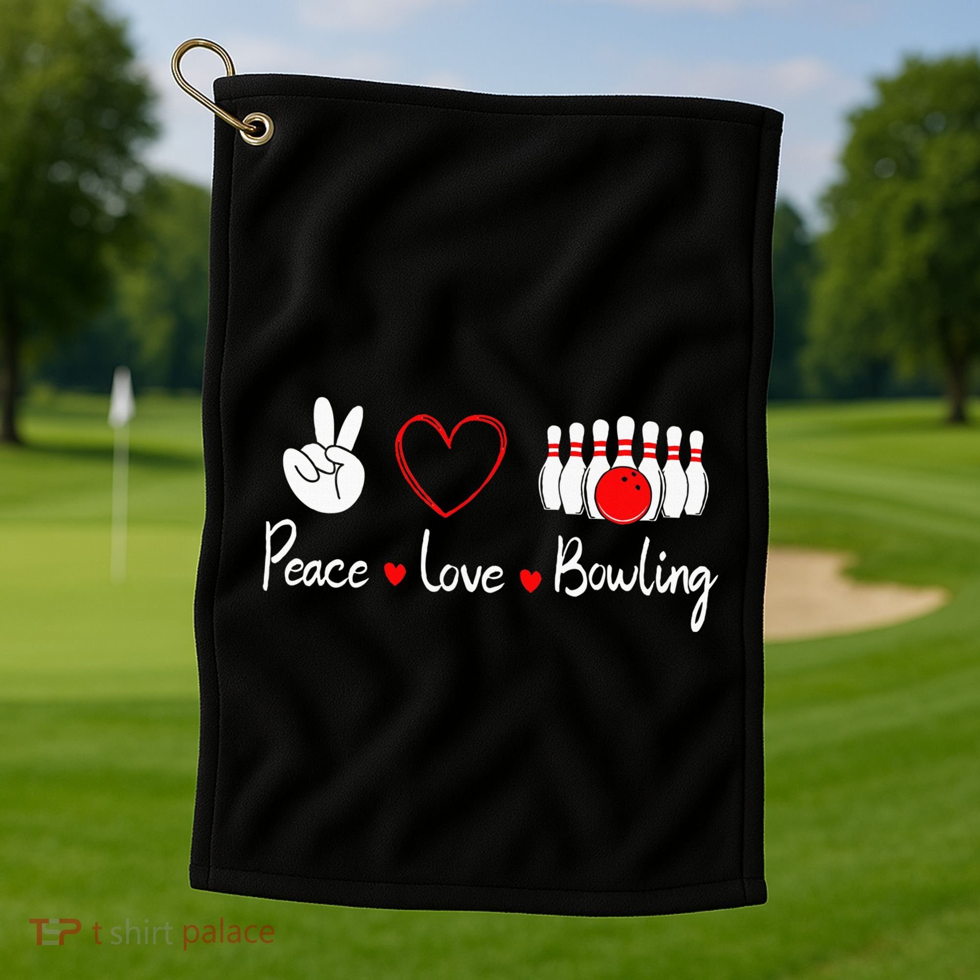 Peace Love Bowling Cute Bowling Lover Golf Towel