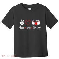 Peace Love Bowling Cute Bowling Lover Toddler T-Shirt thumb 0