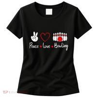 Peace Love Bowling Cute Bowling Lover Women's T-Shirt thumb 0