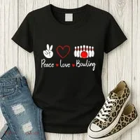 Peace Love Bowling Cute Bowling Lover Women's T-Shirt thumb 3