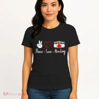 Peace Love Bowling Cute Bowling Lover Women's T-Shirt thumb 4
