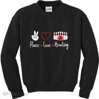 Peace Love Bowling Cute Bowling Lover Kids Sweatshirt thumb 0