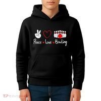 Peace Love Bowling Cute Bowling Lover Kids Hoodie thumb 4