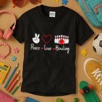 Peace Love Bowling Cute Bowling Lover Kids T-Shirt thumb 3