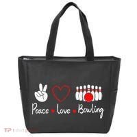 Peace Love Bowling Cute Bowling Lover Tote Bag thumb 0