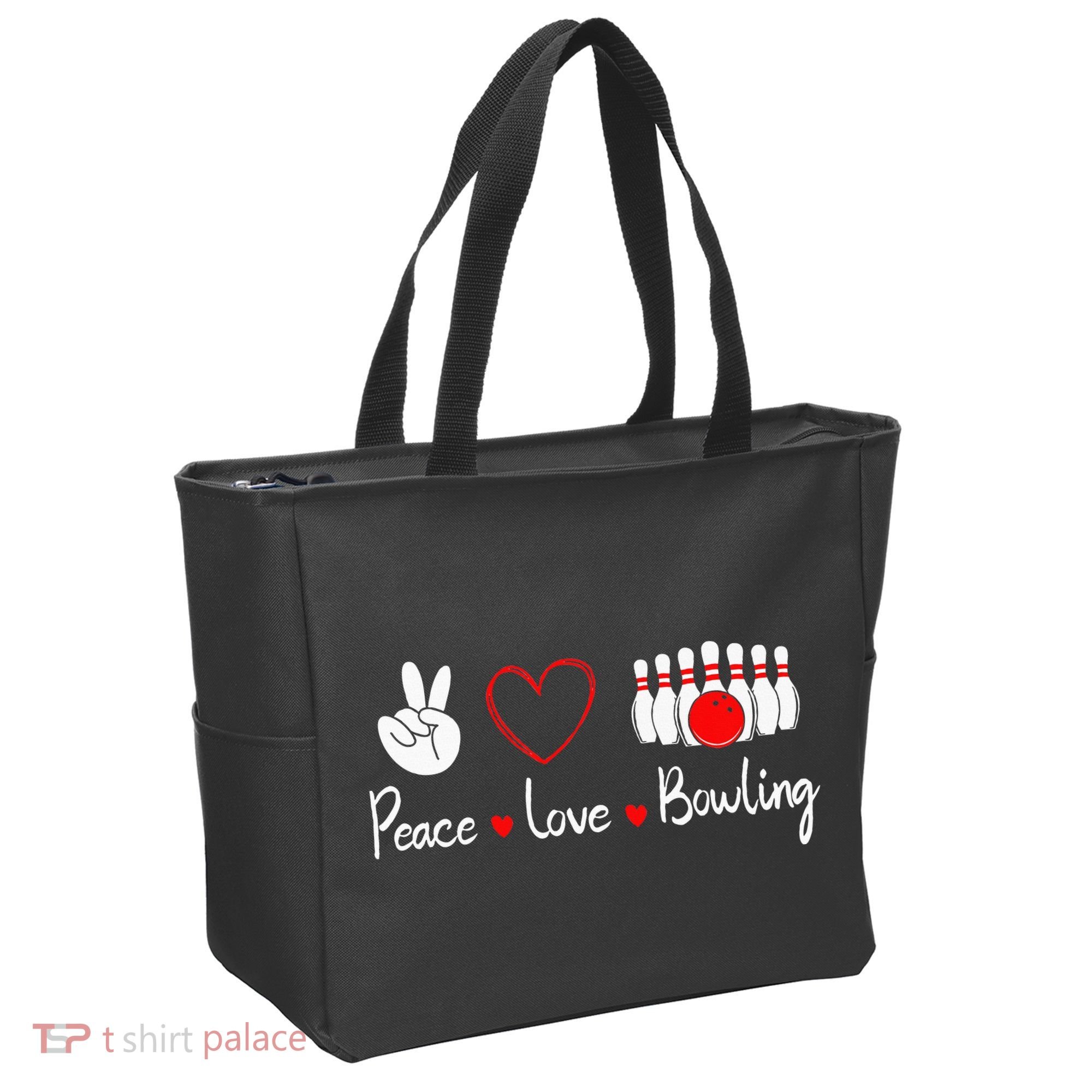 Peace Love Bowling Cute Bowling Lover Tote Bag