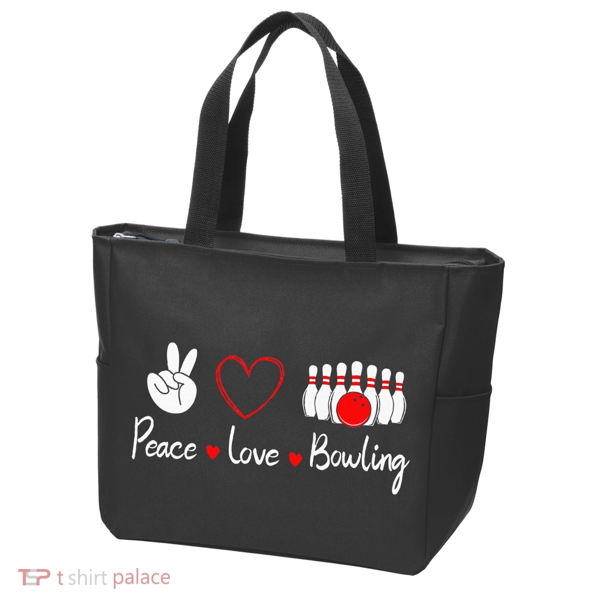 Peace Love Bowling Cute Bowling Lover Tote Bag