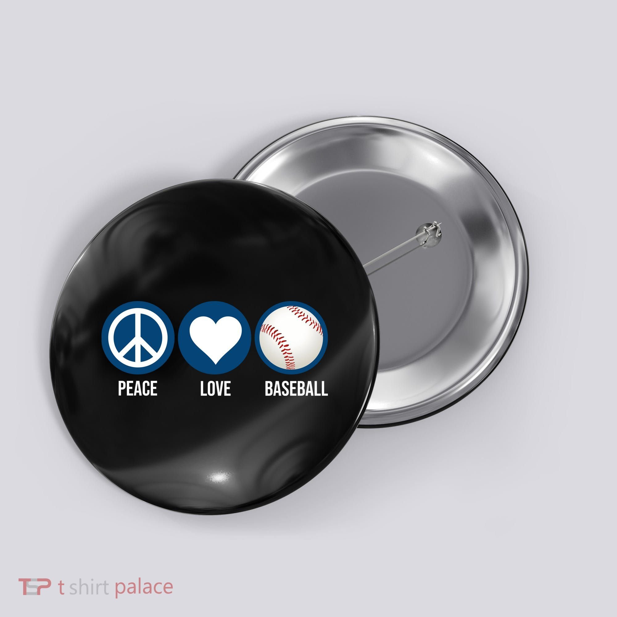 Peace Love Baseball Button