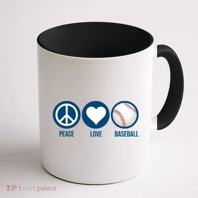 Peace Love Baseball Coffee Mug back