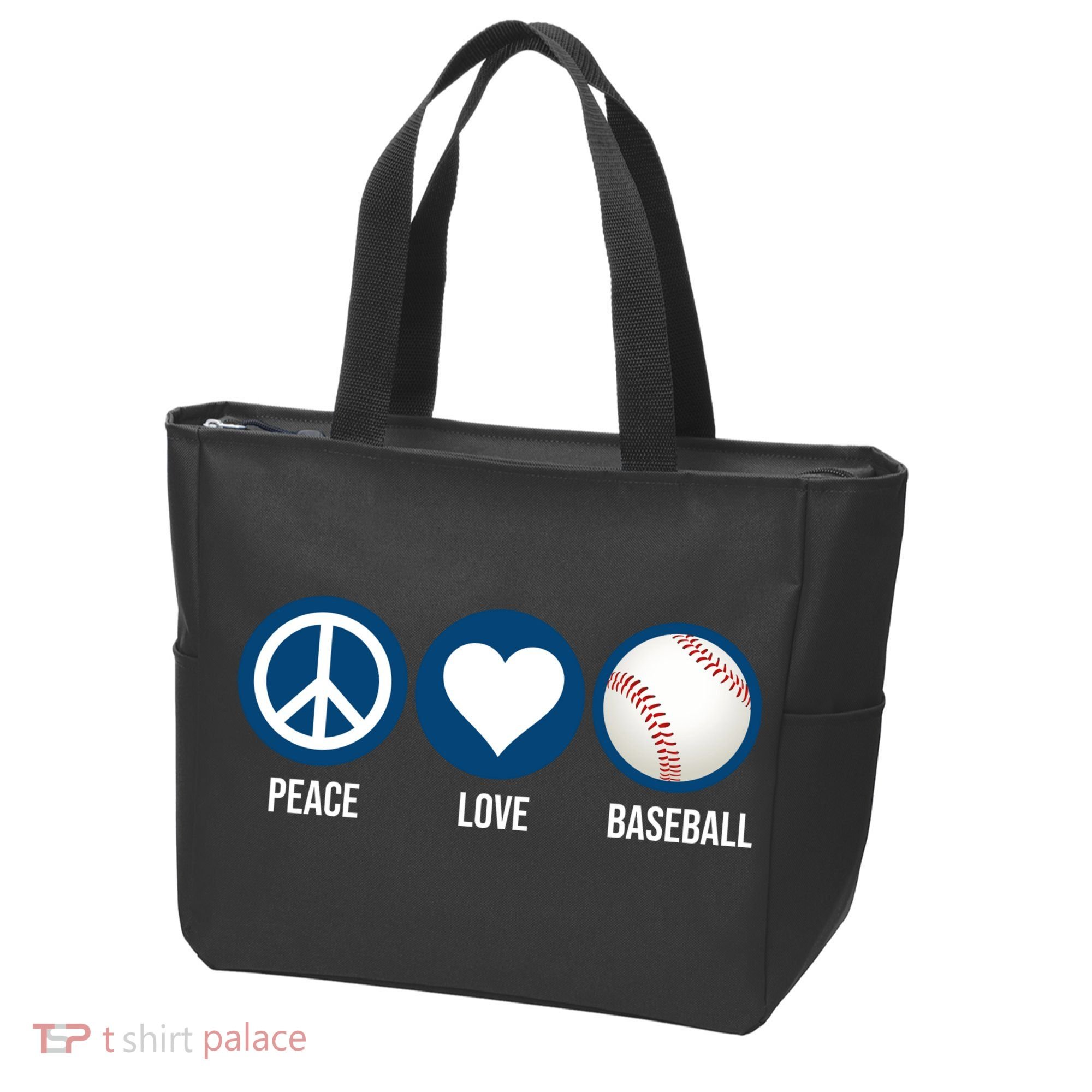 Peace Love Baseball Tote Bag