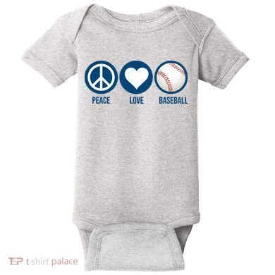 Peace Love Baseball Baby Bodysuit