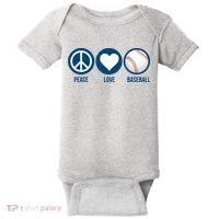 Peace Love Baseball Baby Bodysuit thumb 0