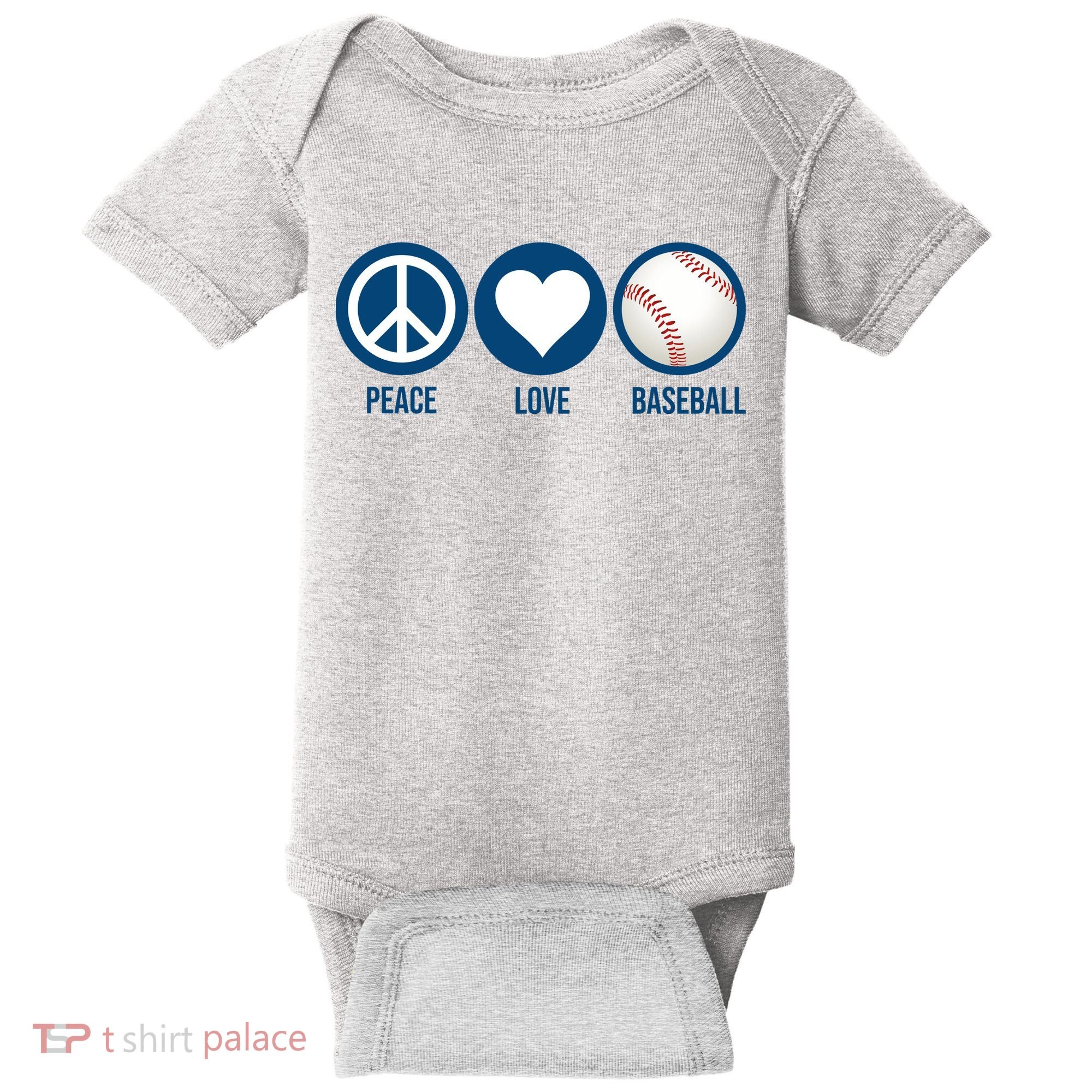 Peace Love Baseball Baby Bodysuit