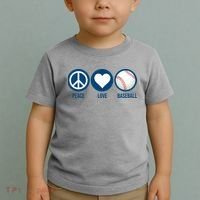 Peace Love Baseball Toddler T-Shirt thumb 2
