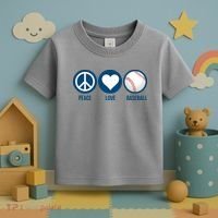 Peace Love Baseball Toddler T-Shirt thumb 3