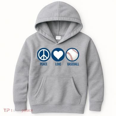 Peace Love Baseball Kids Hoodie