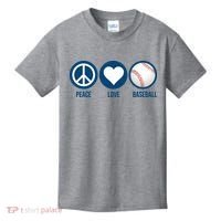 Peace Love Baseball Kids T-Shirt thumb 0