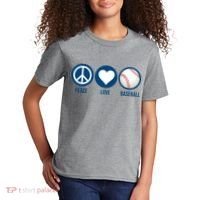 Peace Love Baseball Kids T-Shirt thumb 2
