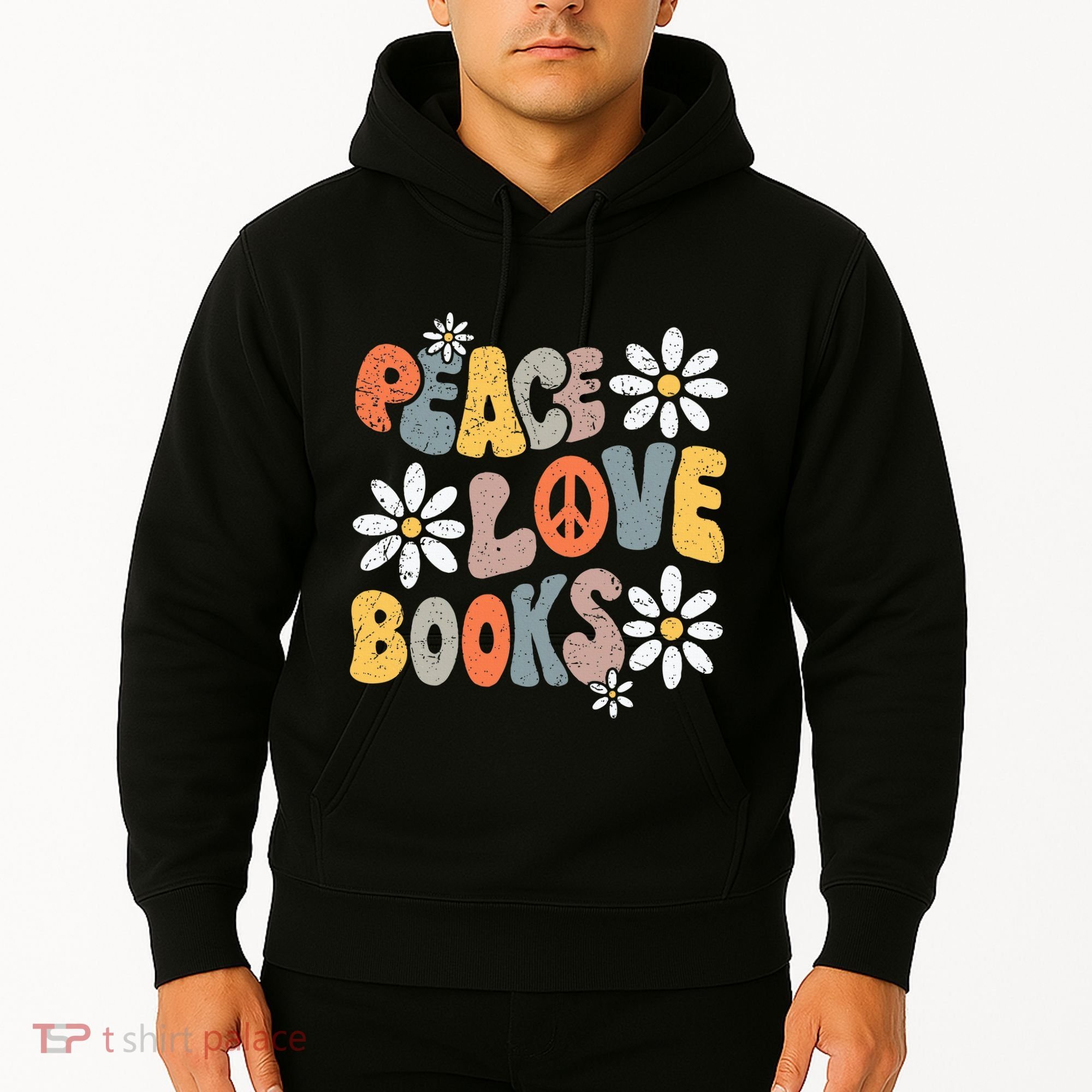 Peace Love Books Groovy Bookworm Book Nerd Reading Teacher Hoodie