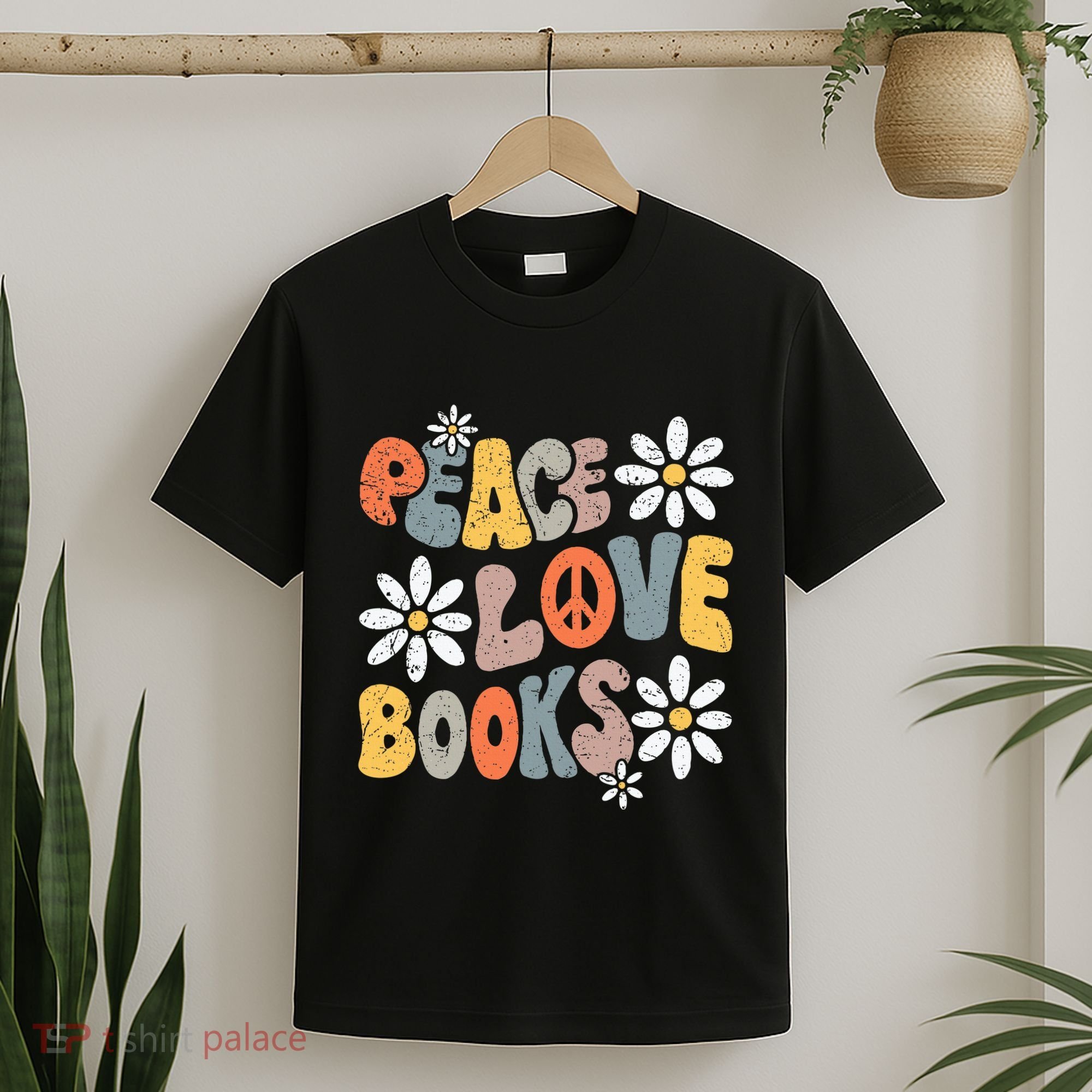 Peace Love Books Groovy Bookworm Book Nerd Reading Teacher T-Shirt
