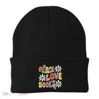 Peace Love Books Groovy Bookworm Book Nerd Reading Teacher Beanie thumb 0